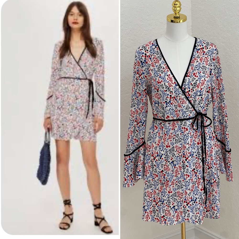 Topshop Multicolor Floral Long Sleeve Dress